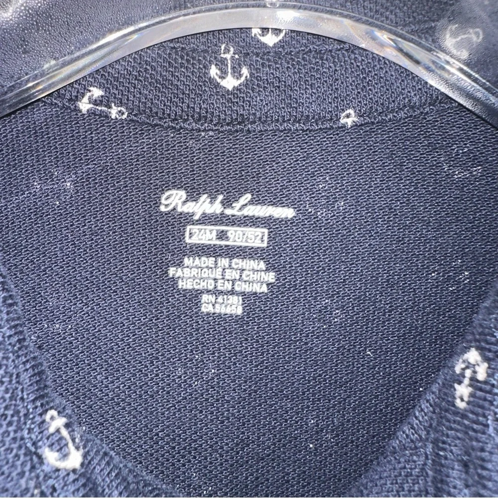 Ralph Lauren Baby Boy Mesh Anchor-Print Polo Shortall Size 24 Month